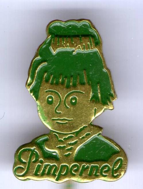 Pimpernel groen op koper stripfiguur speldje ( S_052a ), Verzamelen, Speldjes, Pins en Buttons, Zo goed als nieuw, Speldje of Pin