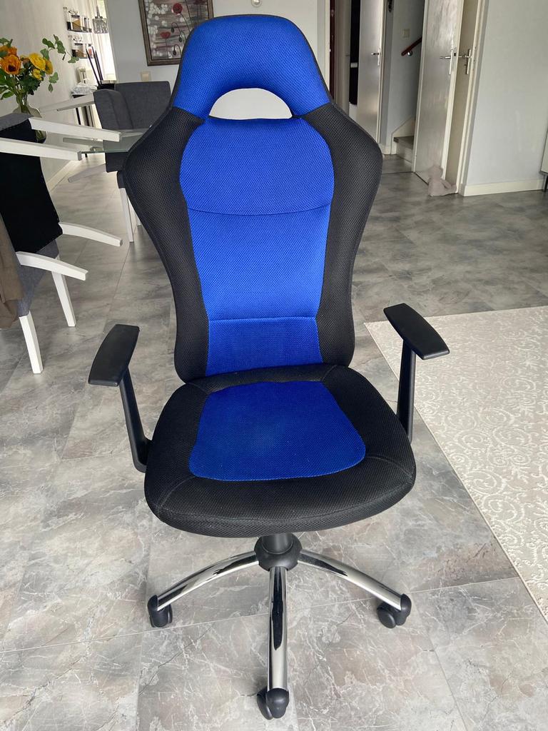 Bureaustoel zwart/blauw, Ophalen, Zo goed als nieuw, Zwart, Bureaustoel