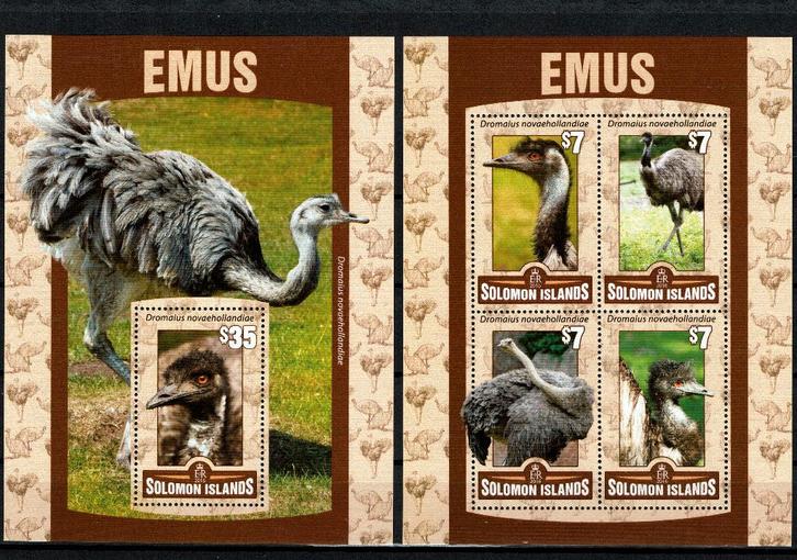 solomon isl 2016 2 pf blokken emoe's vogels birds, Postzegels en Munten, Postzegels | Thematische zegels, Postfris, Dier of Natuur