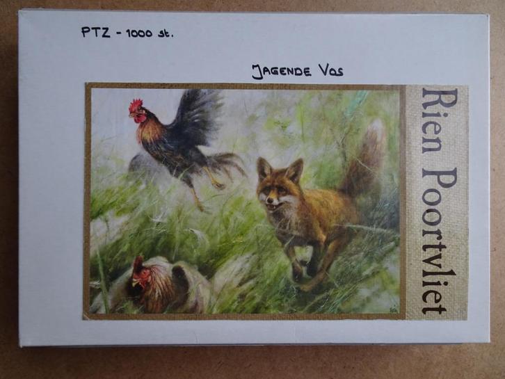 Rien Poortvliet: Jagende vos - puzzel PTZ 1000 st, Hobby en Vrije tijd, Denksport en Puzzels, Zo goed als nieuw, Legpuzzel, 500 t/m 1500 stukjes