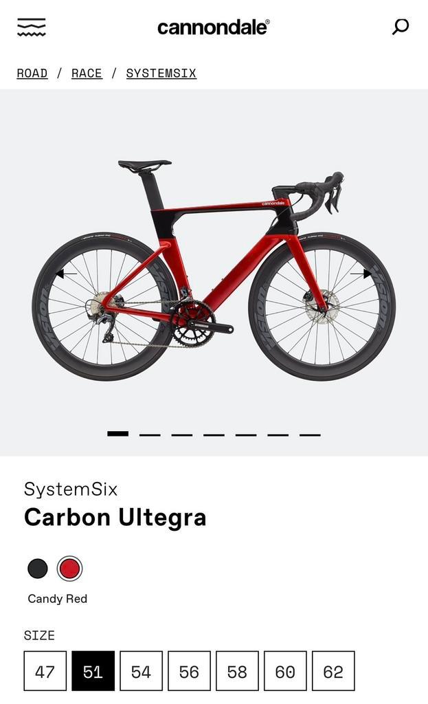 Cannondale Systemsix Ultegra (Di2) Candy Red 51, Fietsen en Brommers, Fietsen | Racefietsen, Zo goed als nieuw, Overige merken
