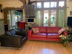 lederen bank en fauteuil, Huis en Inrichting, Ophalen, Gebruikt, 150 tot 200 cm, 75 tot 100 cm