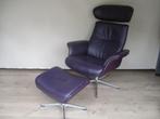 NIEUWSTAAT Time Out design relax fauteuil paars leder large, Ophalen of Verzenden, Zo goed als nieuw, Metaal