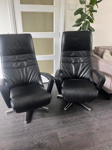 2 De Toekomst Relaxfauteuils Twice Op Accu Zwart Leer M/L beschikbaar voor biedingen