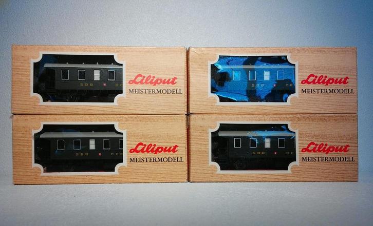 Liliput 270 50 Meistermodell 4x SBB CFF balkonrijtuigen, Hobby en Vrije tijd, Modeltreinen | H0, Zo goed als nieuw, Wagon, Gelijkstroom
