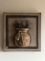 Wandpaneel met nepalpot, kalkdoek, landelijk doek, houten po, Landelijk by Suus, Nieuw, Ophalen of Verzenden, Landelijkbysuus@gmail.com