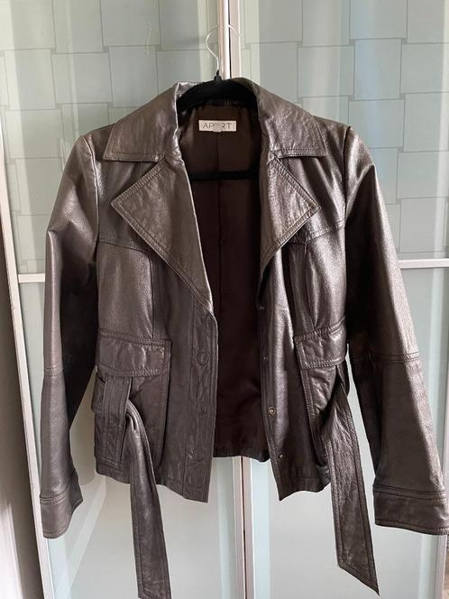 Leren jas mt. 34, Kleding | Dames, Jassen | Zomer, Zo goed als nieuw, Maat 34 (XS) of kleiner, Bruin, Ophalen of Verzenden