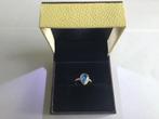 Ring goud met diamanten en blauwe topaz, Goud, 17 tot 18, Ophalen of Verzenden, Dame