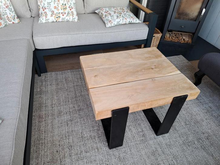 Industriële Salontafel - Zware eiken Balken, Huis en Inrichting, Tafels | Salontafels, Ophalen of Verzenden