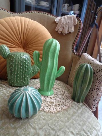 4 Brocante Woondecoratie Cactus & Cactusvaasje ** Mimosa **