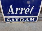 Origineel, oud en zwaar emaille bus bord uit Frankrijk., Verzamelen, Reclamebord, Gebruikt, ., Ophalen of Verzenden