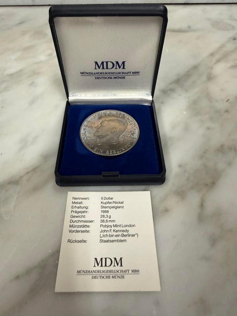 John F. Kennedy herdenkingsmunt – “Ich bin ein Berliner”, Postzegels en Munten, Munten | Amerika, Ophalen, Losse munt, Zilver