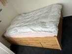 Tweepersoonsbed 140x200, Ophalen, Gebruikt, Bruin, Tweepersoons