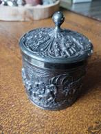Oud Douwe Egberts verzilverd theeblikje., Antiek en Kunst, Ophalen of Verzenden, Zilver