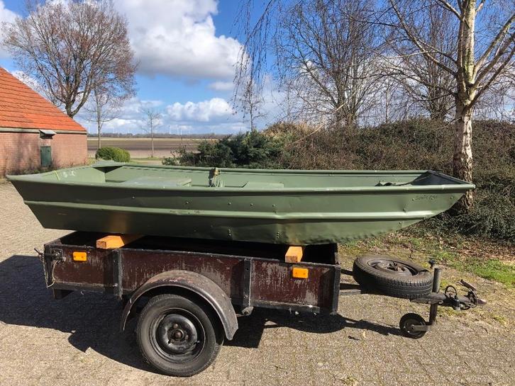 Te Koop. roeiboot visboot motorboot werkvlet, Watersport en Boten, Roeiboten, Gebruikt, Aluminium, Met roeispanen of peddels, Ophalen of Verzenden