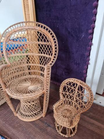 2 vintage rotan rieten pauwenstoelenvoor pip of plant boho