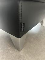 Zwarte leren voetenbank - Machalke, Ophalen, Vierkant, Leer, Zo goed als nieuw