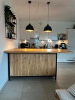 Massief Eiken Bar/Eettafel - Handgemaakt door Gerard Keune, Ophalen, Zo goed als nieuw, Inclusief barstoelen