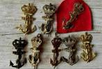 Korps Mariniers Baretembleem Oud Messing Anker, Verzenden, Marine, Nederland, Embleem of Badge
