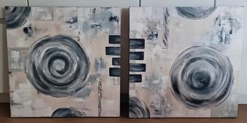 Abstract Tweeluik 60x60x3,5 cm beschikbaar voor biedingen
