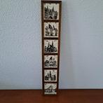 Vintage houten lijst met 6 oude tegeltjes Kampen poorten, Ophalen of Verzenden