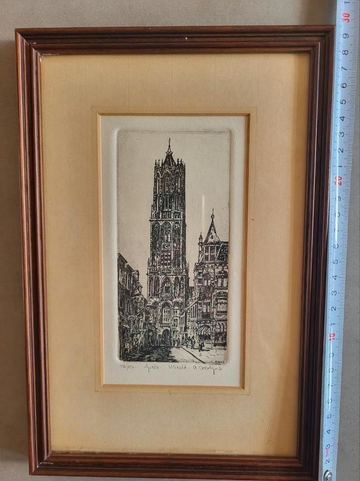 De Dom Utrecht litho Anna Doedijns, Antiek en Kunst, Kunst | Etsen en Gravures, Ophalen of Verzenden