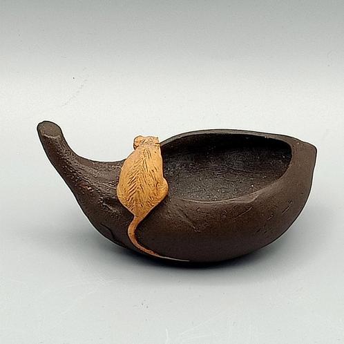 Chinees Yixing Purple Clay Schaaltje Muis Aubergine 12cml, Antiek en Kunst, Kunst | Niet-Westerse kunst, Ophalen of Verzenden