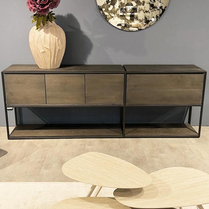 NIEUW: Xooon Dressoir Modulo 225 Cm Onyx, Huis en Inrichting, Kasten | Dressoirs, Nieuw, 200 cm of meer, 25 tot 50 cm, Met lade(s)
