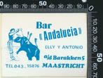 Sticker: Bar Andalucia - Maastricht, Verzamelen, Stickers, Ophalen of Verzenden