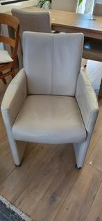 4x Gratis neplederen stoelen met wieltjes, Huis en Inrichting, Stoelen, Ophalen, Gebruikt, Wit, Leer
