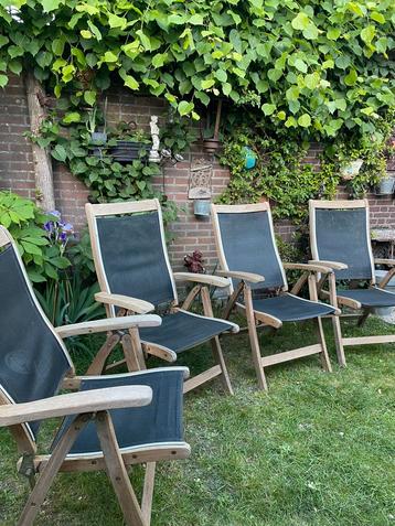 4 verstelbare Teakhouten Garden Impressions tuinstoelen beschikbaar voor biedingen