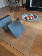 Design Salontafel Jaren 70 - Glas & Staal, Huis en Inrichting, Tafels | Salontafels, Ophalen, Gebruikt, Vierkant, Design jaren 70