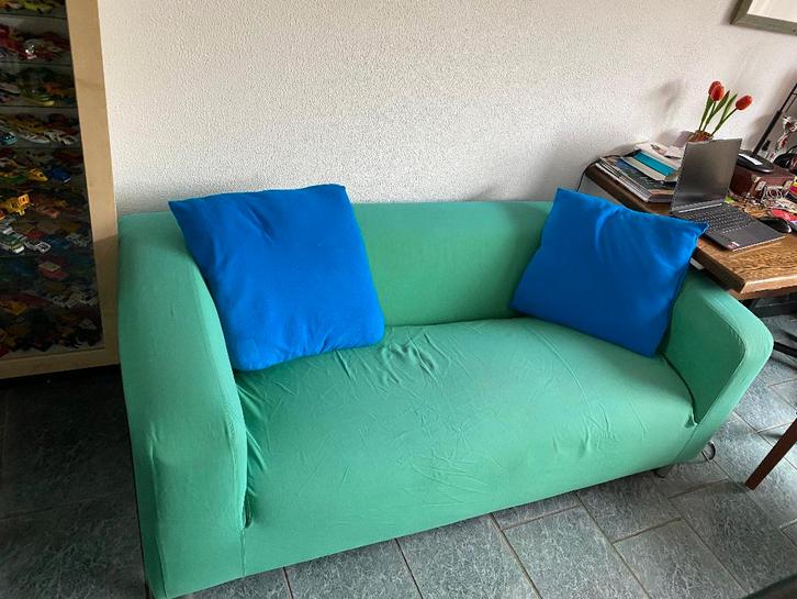 Frisgroen bankje, Huis en Inrichting, Banken | Bankstellen, Gebruikt, Rechte bank, Tweepersoons, 150 tot 200 cm, 75 tot 100 cm