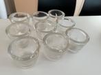 9 stuks glazen waxinelicht houders, zgan, Ophalen of Verzenden, Zo goed als nieuw, Overige materialen, Minder dan 25 cm