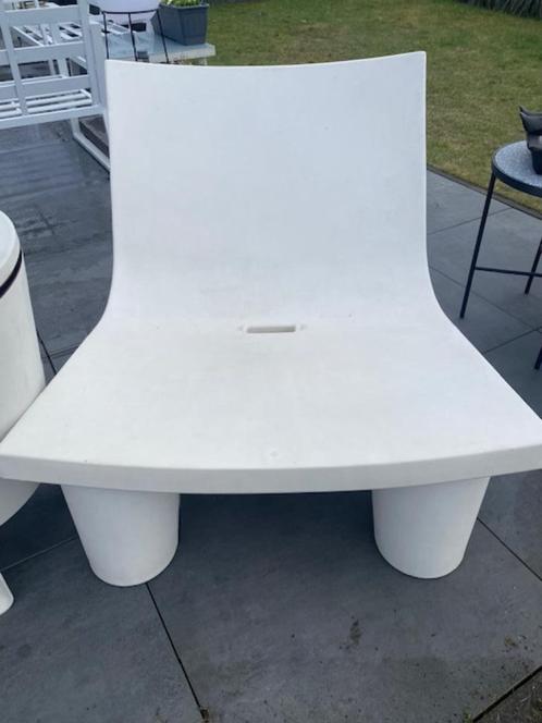 Design tuinstoelen wit Low Lita Slide Design 4stuks, Tuin en Terras, Tuinstoelen, Gebruikt, Kunststof, Ophalen
