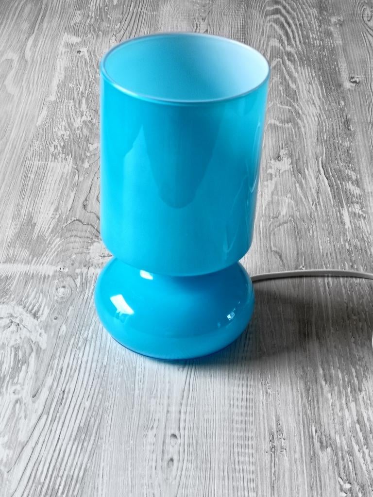 Vintage tafellamp LYKTA IKEA fel blauw., Ophalen, Zo goed als nieuw, Glas, Minder dan 50 cm