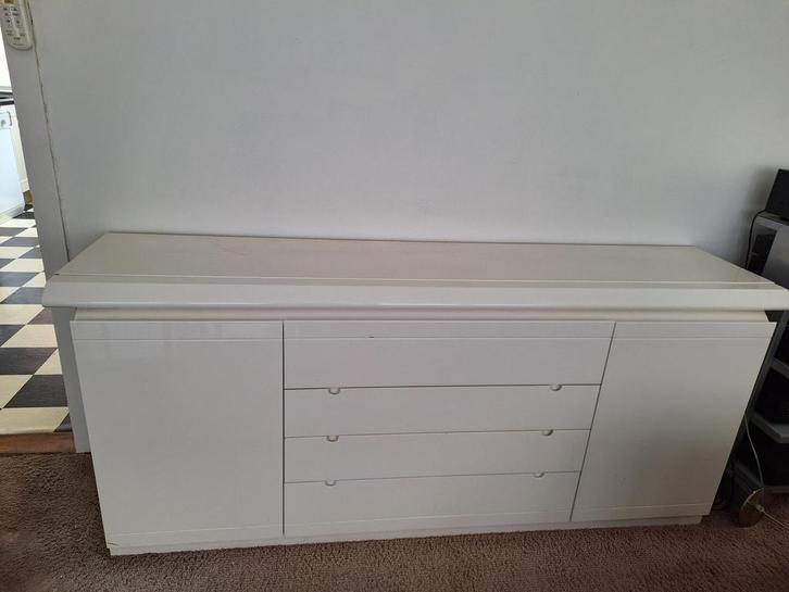 Wit dressoir te koop, Huis en Inrichting, Kasten | Dressoirs, Gebruikt, 150 tot 200 cm, 25 tot 50 cm, Met lade(s), Met deur(en)