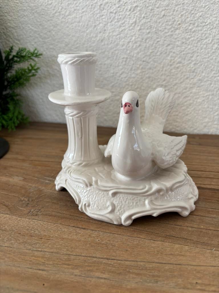 Kaarsenstandaard met duif, Antiek en Kunst, Ophalen of Verzenden, Keramiek of Aardewerk