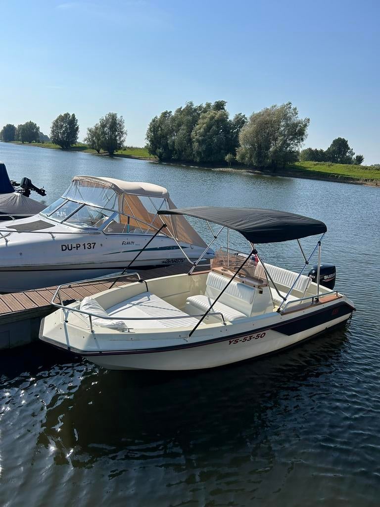Consoleboot Elan 495 + suzuki 60pk uit 2018 & trailer, Ophalen, Gebruikt, 3 tot 6 meter, Buitenboordmotor