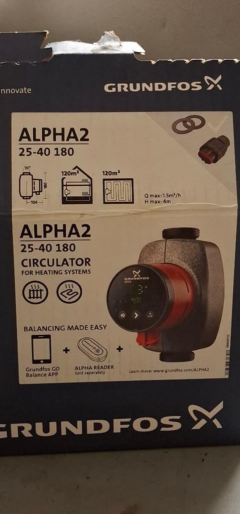 Grundfos Alpha2 25-40-180 cv pomp, Minder dan 30 cm, Overige typen, Nieuw, Minder dan 60 cm