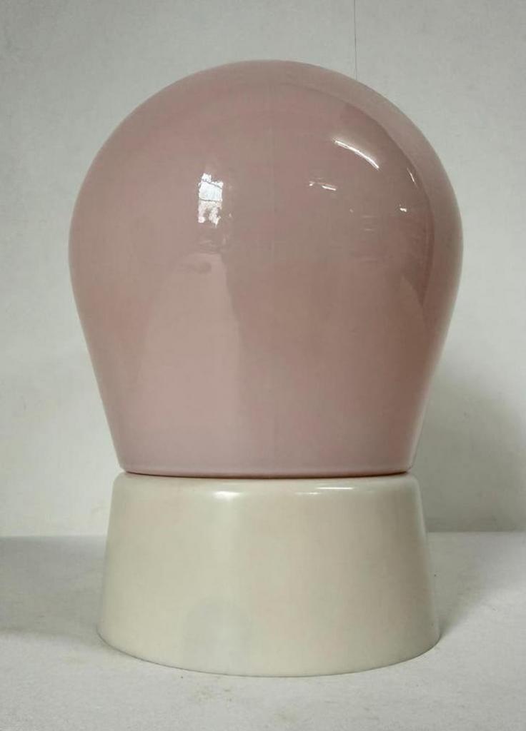 Vintage roze Druppel jaren dertig Thabur plafondlamp pastel, Ophalen of Verzenden, Zo goed als nieuw, Glas, Art Deco