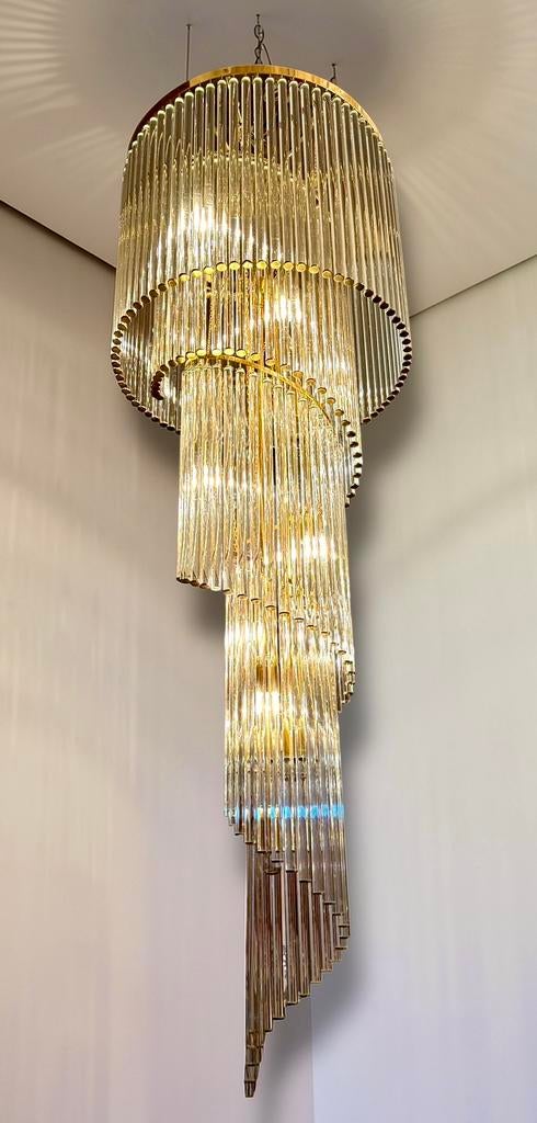 Zeldzame en grote Palme Leuchten design kristal spiral lamp, Ophalen of Verzenden, Zo goed als nieuw, Metaal, Design zeldzaam palme mid century zeldzaam