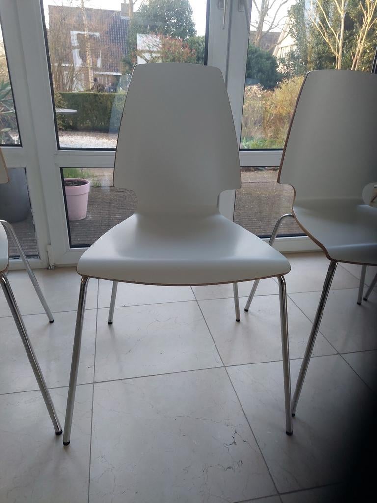 Vier Vilmar Ikea stoelen in prima staat, Ophalen, Gebruikt, Wit, Vier