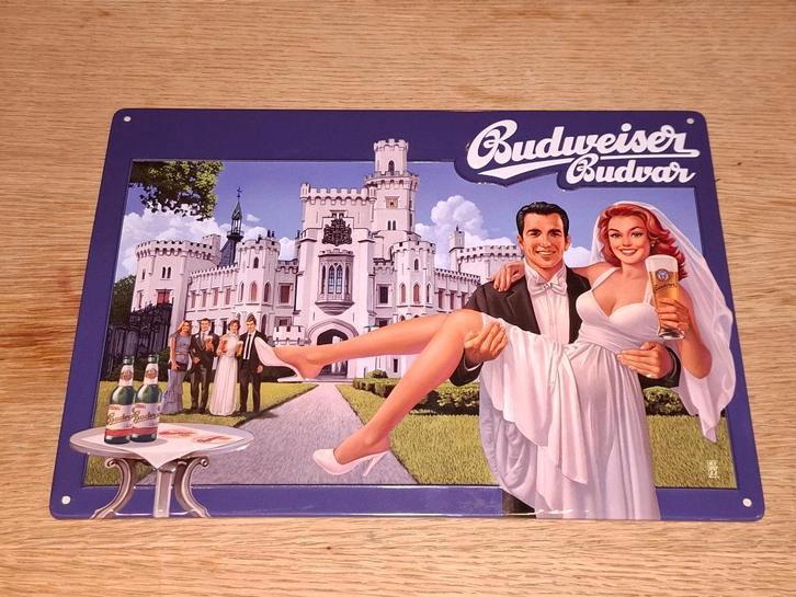 reclamebord Budweiser Budvar bier, Verzamelen, Biermerken, Nieuw, Reclamebord, Plaat of Schild, Overige merken, Ophalen of Verzenden