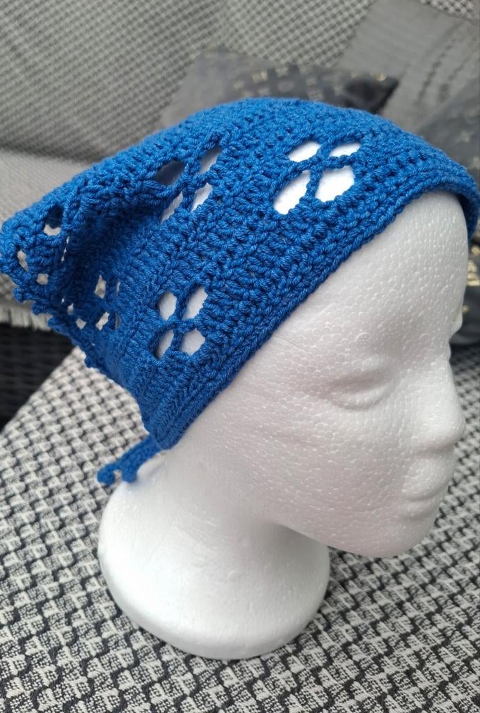 Handgemaakte gehaakte bandana - Blauw, Handgemaakt, Ophalen of Verzenden, Nieuw, One size fits all
