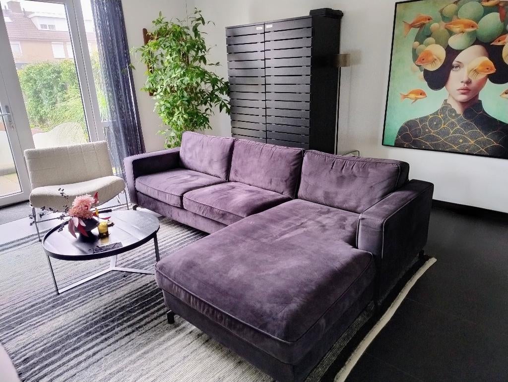 PER DIRECT BESCHIKBAAR! Bank met Chaise Longue – Als Nieuw!, Ophalen, 250 tot 300 cm, Driepersoons, 75 tot 100 cm