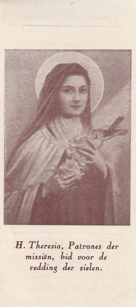 H. Theresia, Patrones der Missiën October 1941, Ophalen of Verzenden, Zo goed als nieuw, Kaart of Prent, Christendom | Katholiek