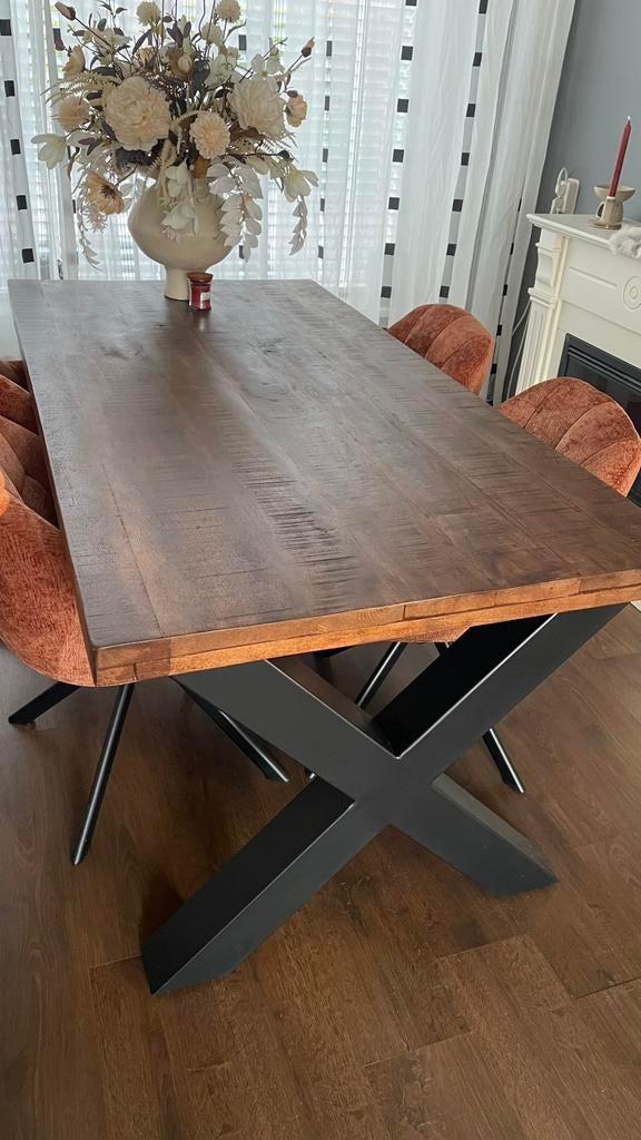 Mangohout eettafel 180x90, Zo goed als nieuw, Rechthoekig, 50 tot 100 cm, Ophalen of Verzenden