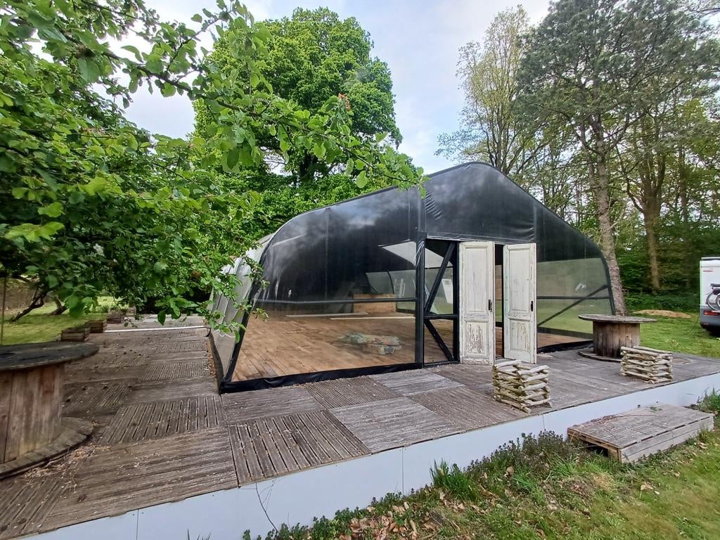 Ruime partytent/kas 12.5 x 8 meter - Ideaal voor evenementen, Ophalen of Verzenden, Gebruikt