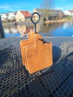 Houten onderzetters (6 stuks) op metalen houder, Ophalen of Verzenden